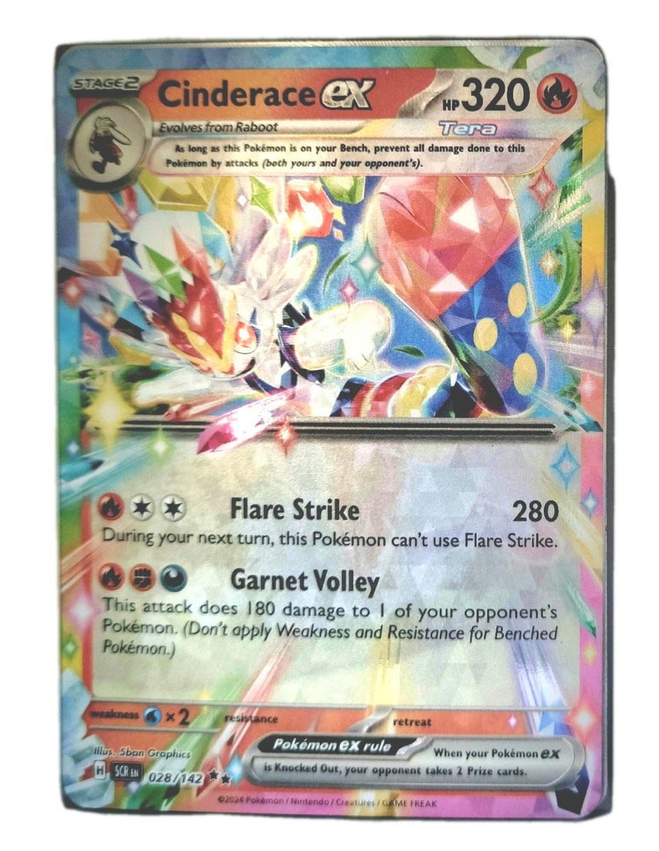 Pokmon Cinderace EX HP320 2024 Double Rare Holo Card No. 028/142