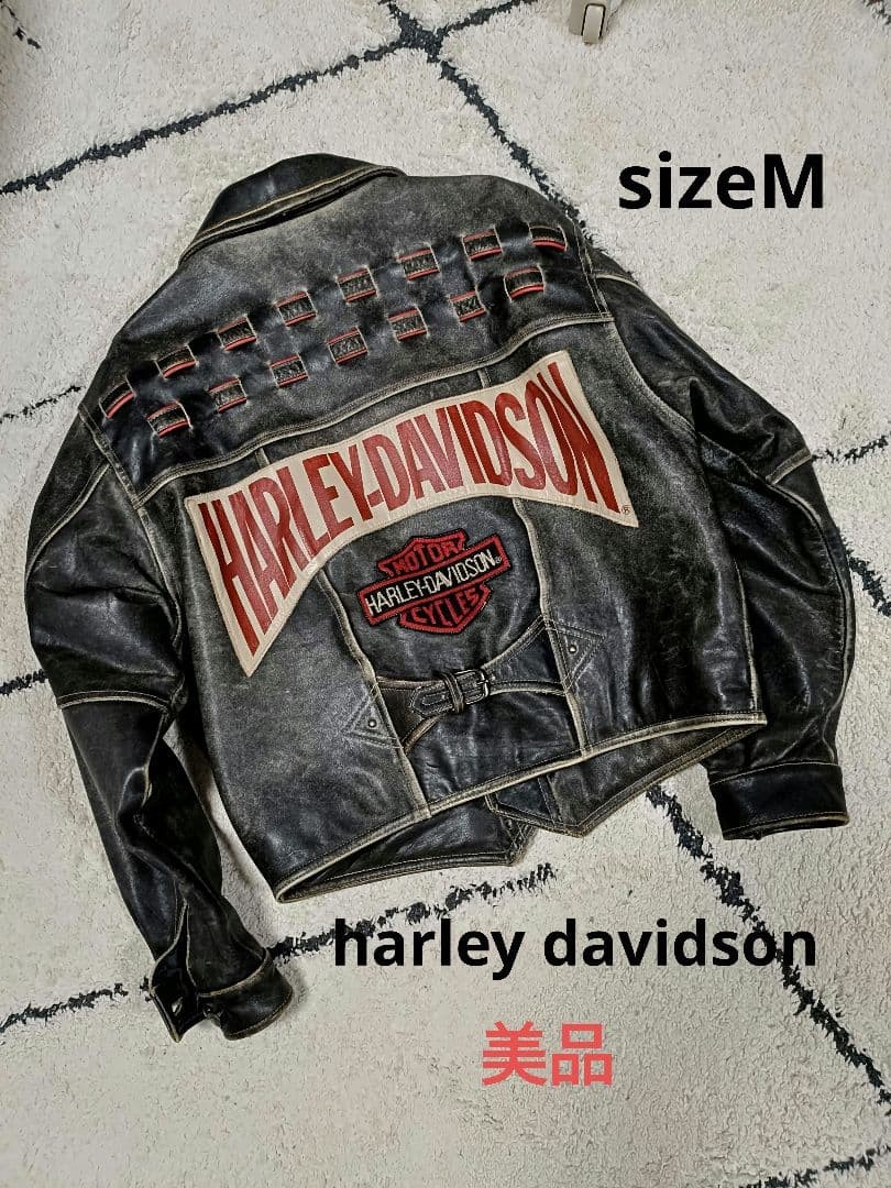 Harley-Davidson Leather Jacket M Black Vintage Rare Motorcycle Biker Coat
