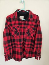 Boston Traders Mens Sherpa Lined Buffalo Plaid Fleece Shirt Jacket Med FREE SHIP