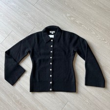 J Crew Milano Stitch Cinched Waist Cardigan Embellished Buttons Small Wool Black