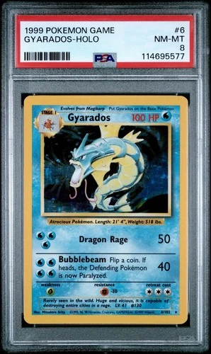 New ListingPokémon Gyarados Base Set Holo Rare 6/102 PSA 8 1999 English NM-MT