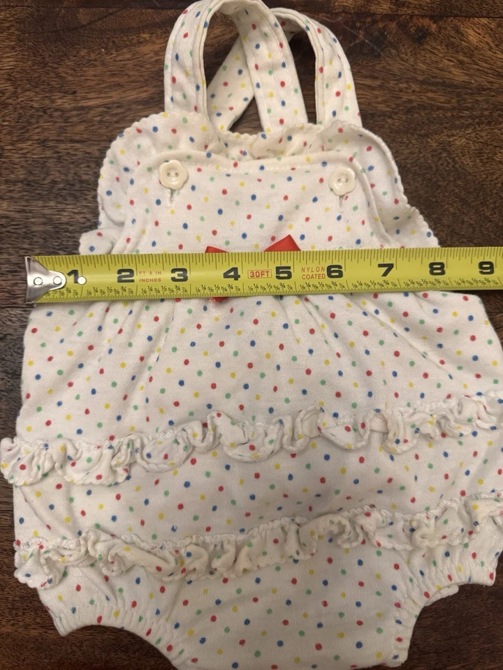 Mono mameluco vintage Carters con volantes lunares blancos 12 meses niñas Foto 4 de 4