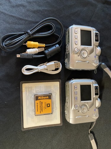 (2) Nikon COOLPIX L11 2100 6MP Digital Cameras w/1 Memory Card & (2) Cables - Picture 5 of 21