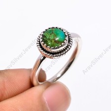 Green Turquoise Ring Green Stone 925 Sterling Silver Minimalist Rings Jewelry