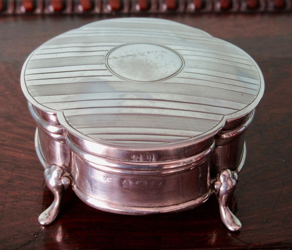 Jewelry Box Sterling Silver Birmingham Antique Rounded Footed  Hallmarked 1919