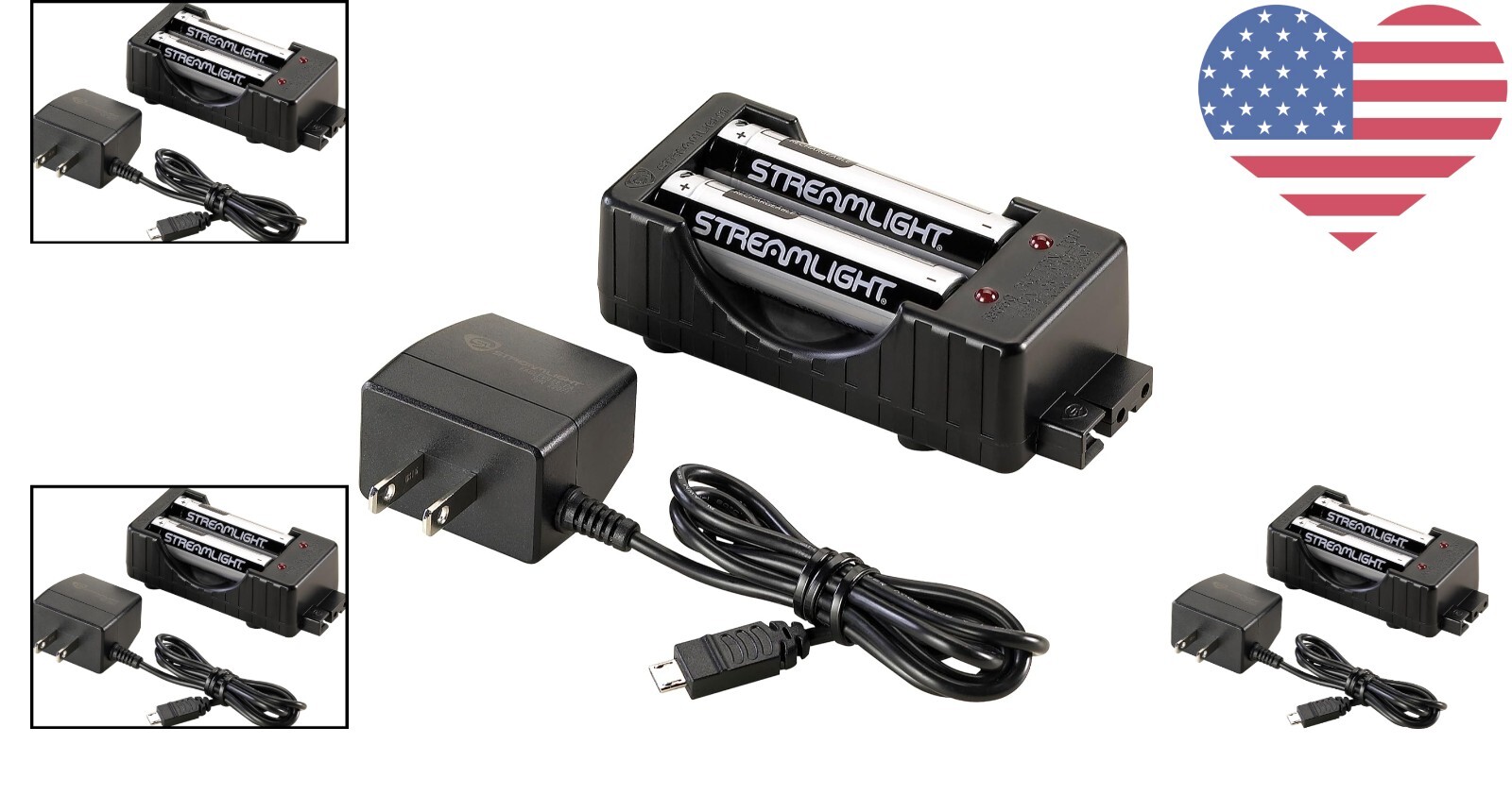 Rechargeable Lithium-Ion Battery Charger Kit with LED Indicators & Dual Input