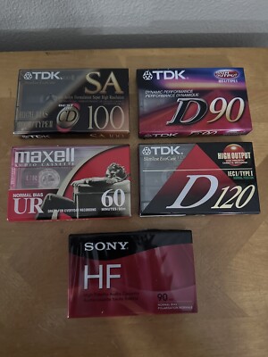 5-Tape Lot SA 100 Super Avilyn Blank Audio Cassette Plus 4 More New