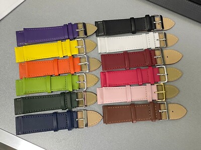 Kalbsnarbenleder Uhrenarmbänder 22/24 mm mit Gold/Silber Schnallen