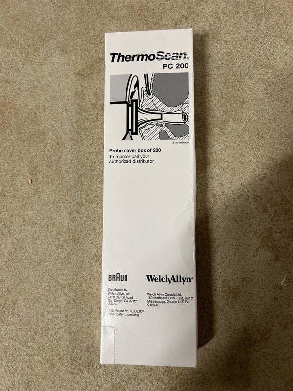 Box of 200 Disposable Thermometer Probe Covers for Braun ThermoScan PC 200