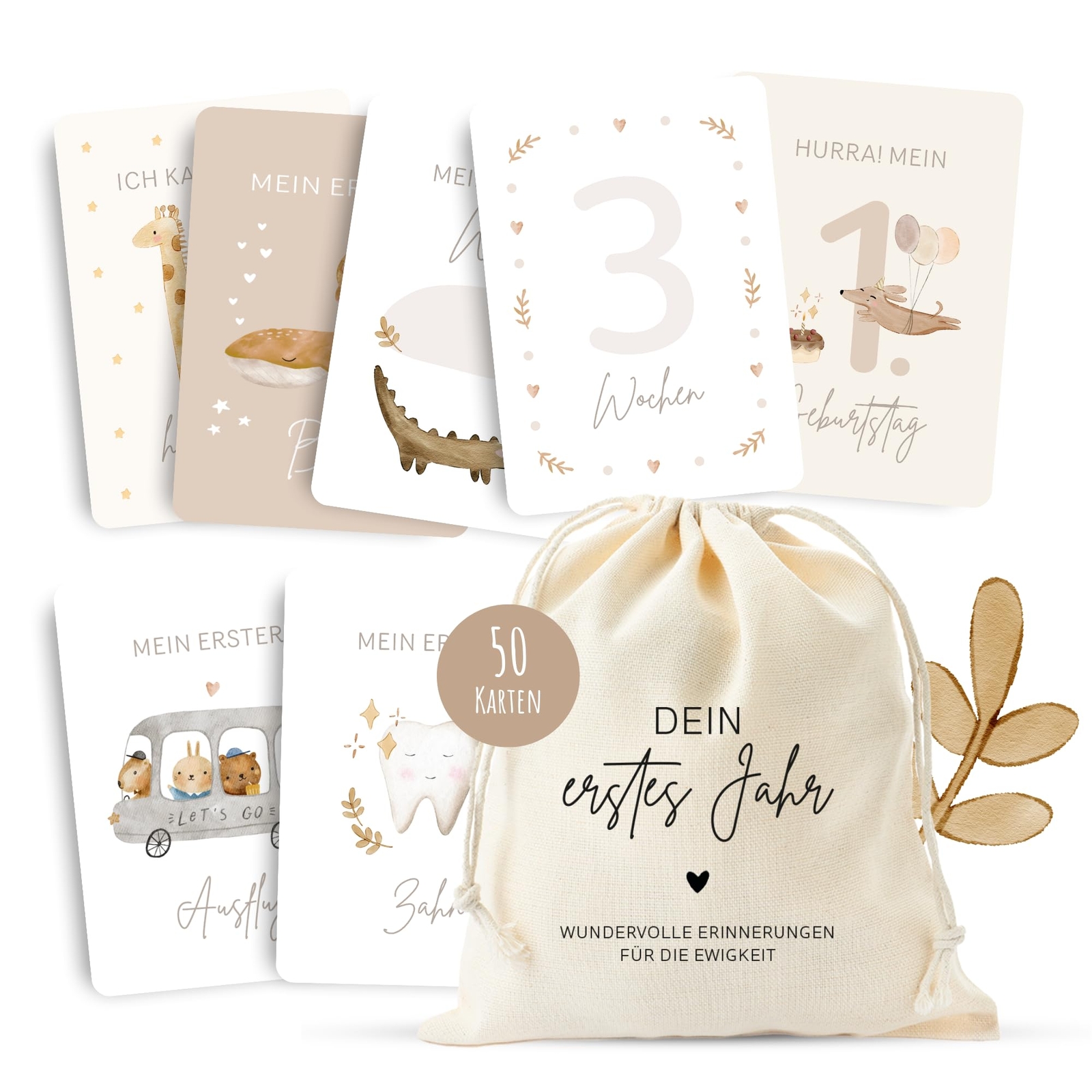 MeinBaby123® Meilensteinkarten "Dein erstes Jahr" (beige boho)