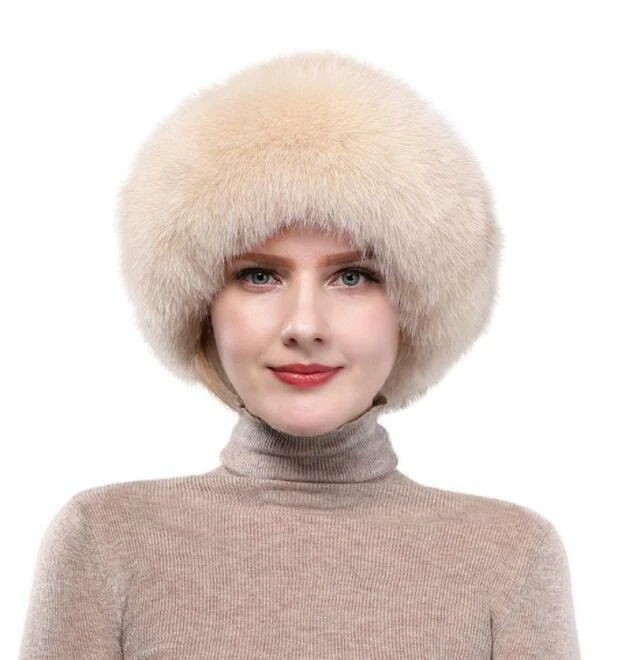 Sombrero de piel de visón real completo de piel de visón para mujer sombrero cálido sombrero de cubo Foto 3 de 4