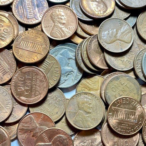 Tobacco Tin US Coin Collection: Copper Penny Nickel Dollar Wheat 90% Silver Lot - Picture 7 of 12