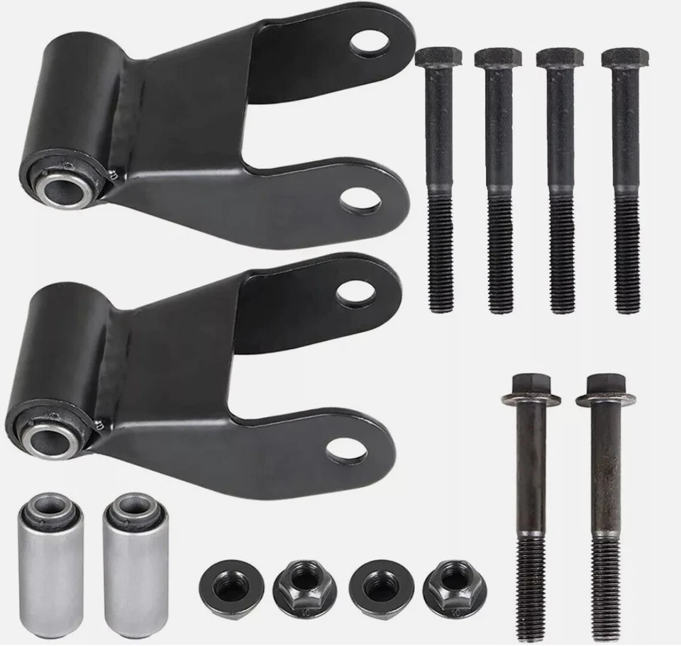 Kit de soporte y grillete de suspensión de resorte de hoja trasera para Chevy Silverado GMC Sierra Foto 3 de 4