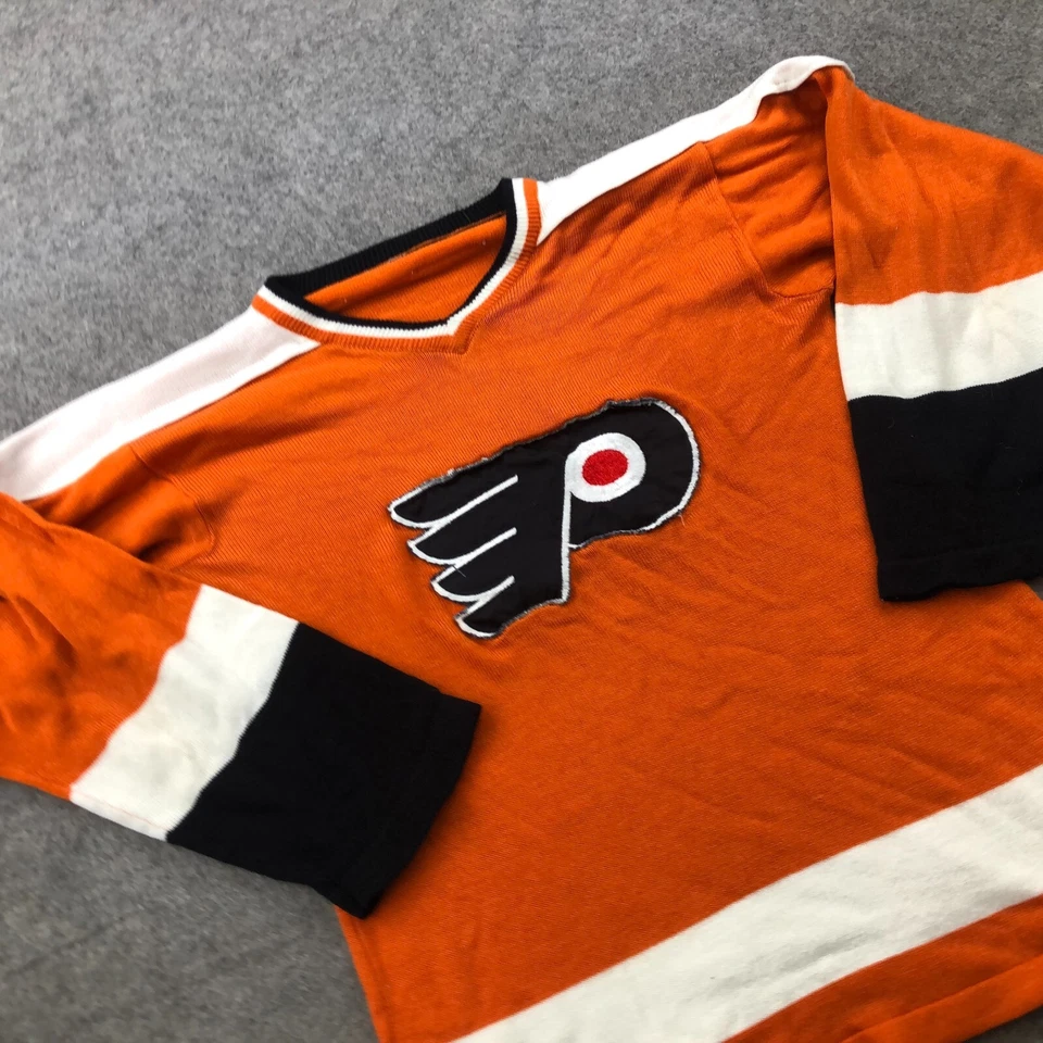 Suéter De Colección Philadelphia Flyers Para Hombre Pequeño Naranja Blanco Bordado Logo Foto 3 de 4