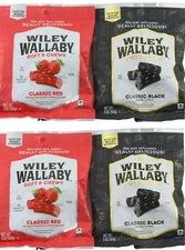 Wiley Wallaby Australian Style CLASSIC BLACK/RED Gourmet Licorice Candy-(4 BAGS)