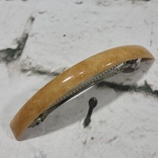 Vintage Spring Clip Barrette Cream Brown Lucite Plastic