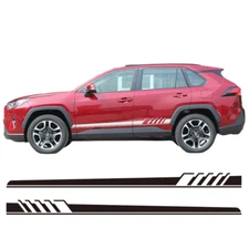 2 PCS Graphics Side Skirt Stripe Car Sticker For Toyota RAV4 Auto Door Decals