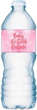 20 Pink Baby Its Cold Outside Water Bottle Label Baby Shower Waterproof Wrappers