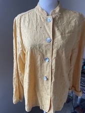 Women  s Size 2 Gold Long Sleeve Linen Jacket  By Additions By Chico