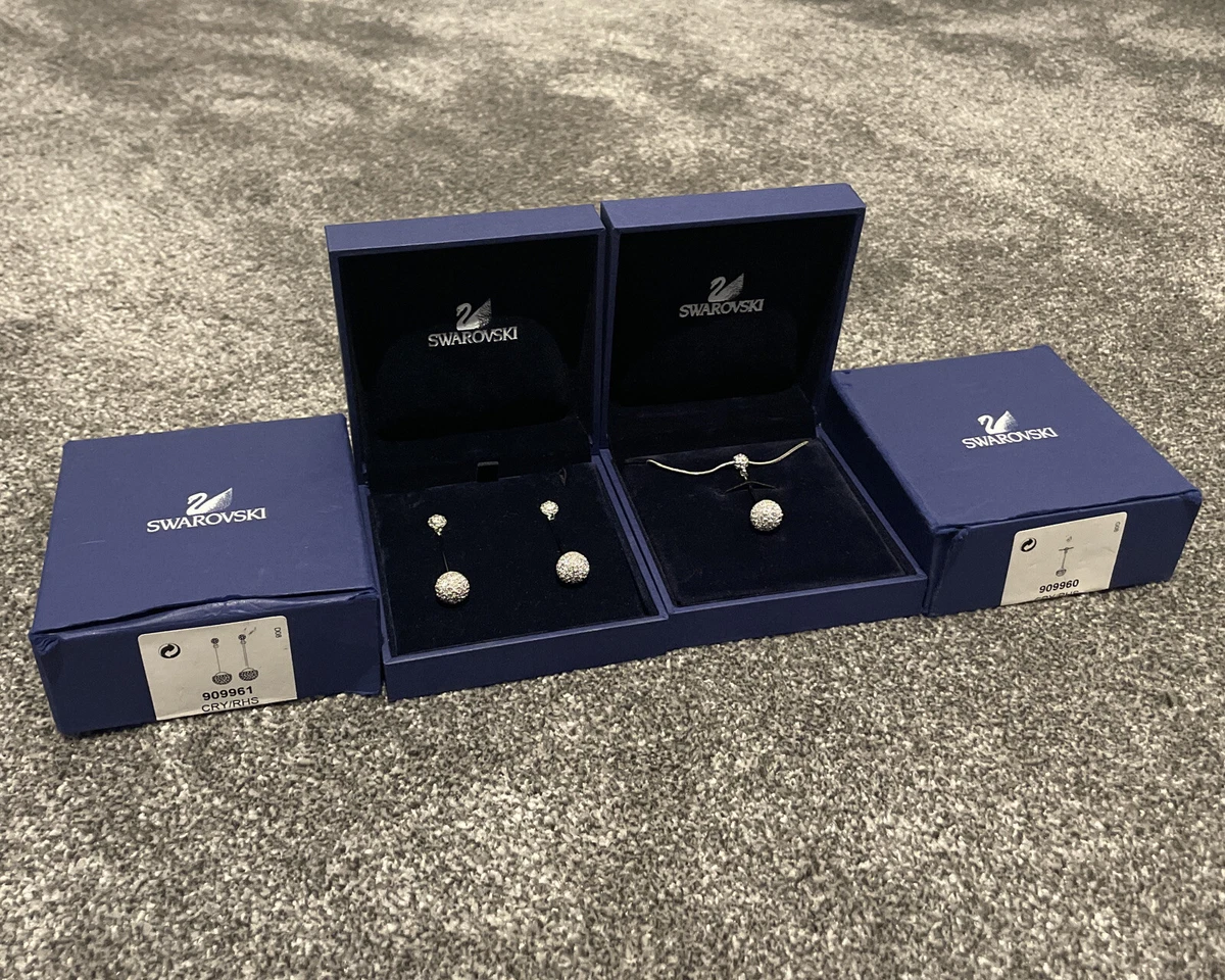 Swarovski Crystal Dolce Pendant Earring and Necklace Silver Set Gift Box