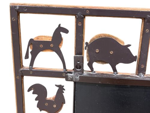 Carved Wood & Metal Farm Barnyard Animal Wall Mirror 27" x 23" Pig Horse Rooster - Picture 21 of 23