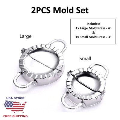 2x PCS Set Stainless Steel Wrapper Dough Cutter Dumpling Press Mold Mould Maker