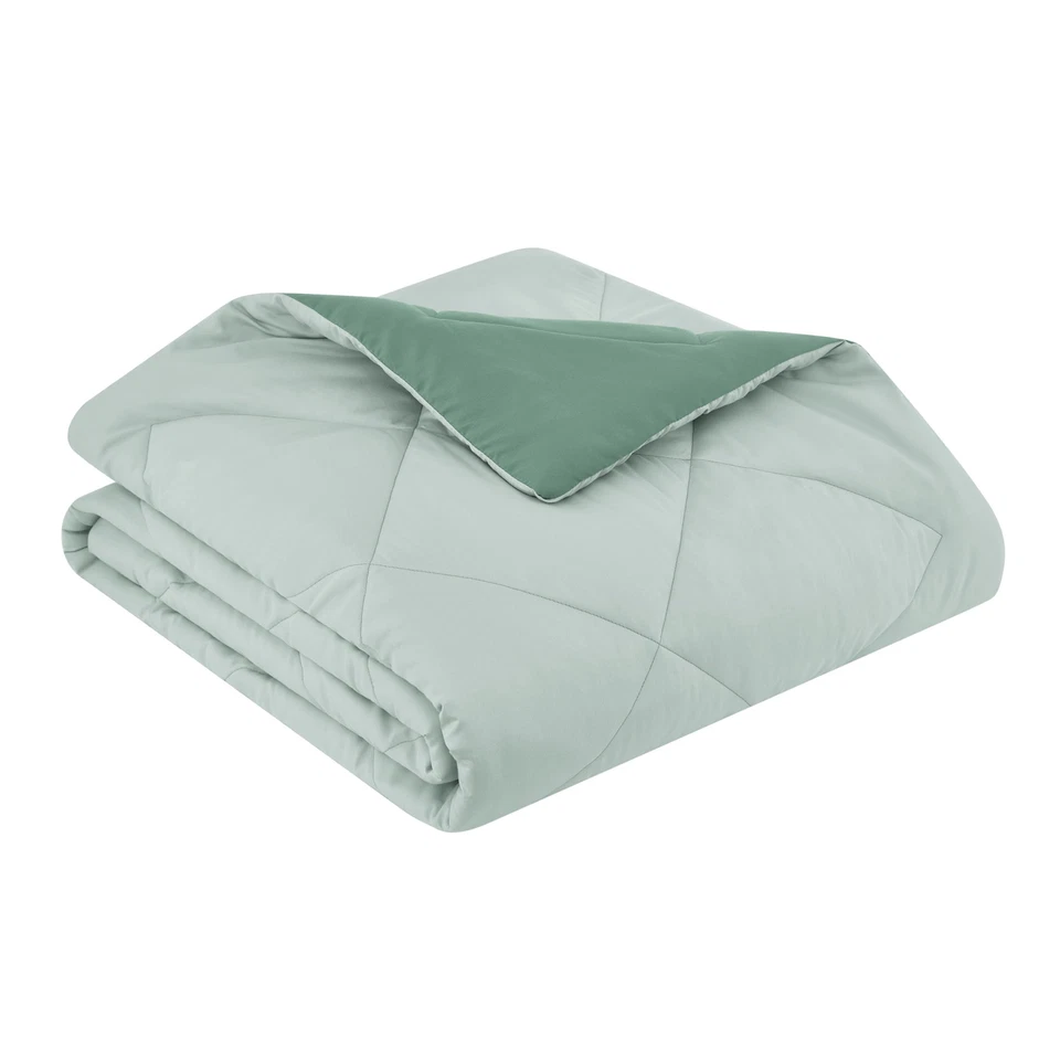 Edredón reversible de microfibra Mainstays, verde, completo/queen, adulto, todas las estaciones Foto 4 de 4