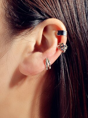 pcs Rock Style Silver Geometric Ear Cuff Earrings set Teens Clip