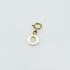 14K Solid Yellow Gold Mini/Very Small 'O' Initial Charm Pendant w/Spring Clasp