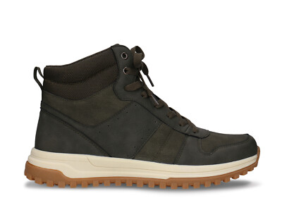 Mens vegan high-top sneakers lace-up sport shoes on recycled PET mesh microfiber