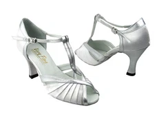 2707 Silver Black Salsa Ballroom Latin Leather Dance Shoes 2.5 and 3 inch Heel