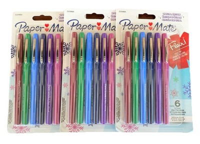 3x - Paper Mate Flair Special Edition Felt Tip Pens 6 Pk 0.7mm Med Point