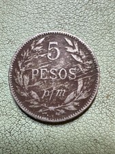 1907 Colombia 5 Pesos Inflationary Coinage