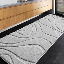 Bathroom Rugs Mat Runner 24 X 60 Inch, Light Gray Bath Rugs Extra Long Non-Slip