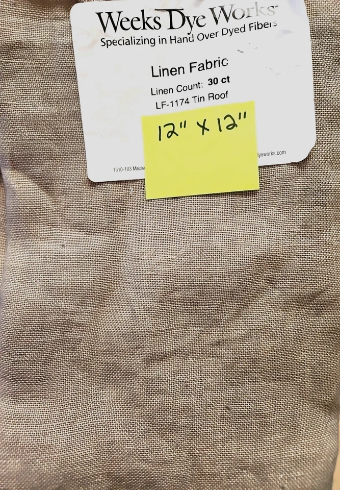 Weeks Dye Works Kreuzstich Leinen - 30 ct. BLECHDACH - 12" x 12" - Bild 1 von 1