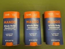 Mando Whole Body Deodorant Pro Sport 2.65 oz Aluminum Free LOT OF 3 NEW