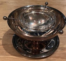 Kaviarschale mit Glaseinsatz, 17 Cm, Versilbert, Fußschale
