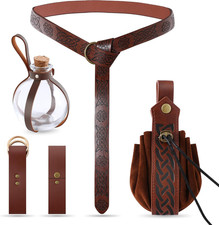 Renaissance Accessories Medieval Belt Pirate Faux Leather Belt Pouch Potion Bott