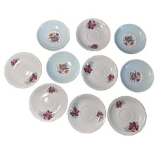 Vintage Job Lot Saucers x10 Floral Bone China Wedding Afternoon Tea Tearoom Cafe