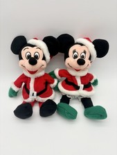 Mickey Minnie Mouse Santa Disney Store Mini Bean Bag Plush 7"