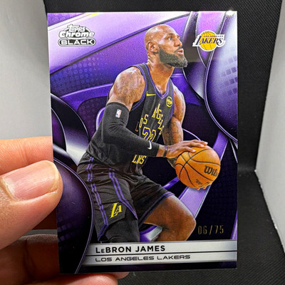 Topps Chrome Black LeBron James Lakers Purple Parallel Refractor 06/75 Match OBO