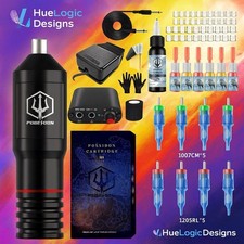 Poseidion Professional Wireless Rotary Tattoo Pen Kit Gun Complete Set 10 Pcs