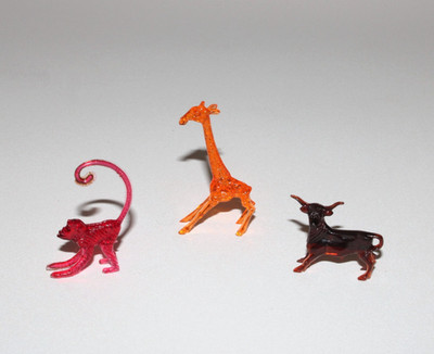 VTG 1961 Zoo Piks Monkey Giraffe Bull Plastic Drink Hangers Markers Sonic 3 Pc
