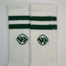 VTG Socks 80's 90s Wimbledon Crew NOS Tennis Logo Striped 10-13 Green White