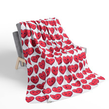 Cute Heart Pattern Printed Sherpa Fleece Blanket Soft Cozy Valentine