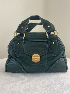 Marc Jacobs Green Leather Top Handle Purse Handbag Gold Hardware Vintage