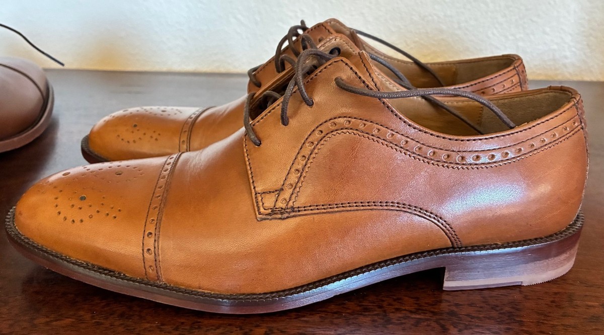 J&M 1850 Brown Leather Cap Toe Lace Up Oxford Dress Shoes - Size 10M | eBay