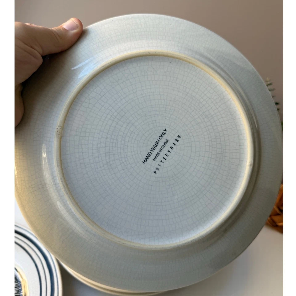 Набор из 4 песчаных долларовых тарелок Pottery Barn | пляж прибрежная морская ширина 9,5 дюйма - Изображение 4 из 4