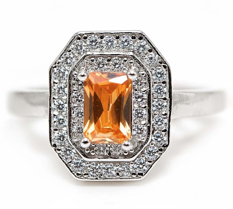 2CT  Padparadscha 925 Sterling Silver Ring Sz 7