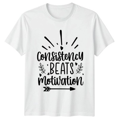 Consistency Beats Motivation T-Shirt Selbstverbesserung Motivationsgeschenk